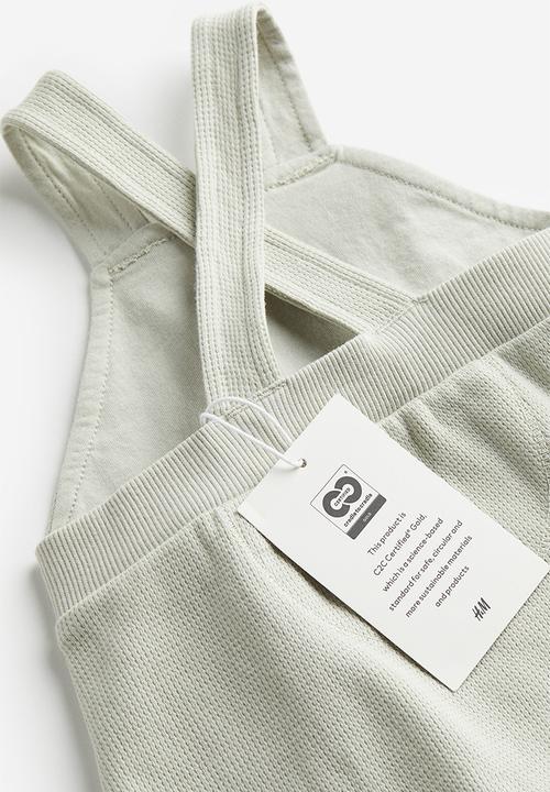 H&M - 2-piece cotton dungaree set - white / light dusky green 