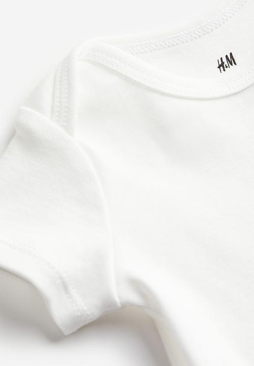 H&M - 2-piece cotton dungaree set - white / light dusky green 