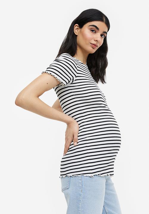 H&M - Mama 2-pack cotton tops - black striped