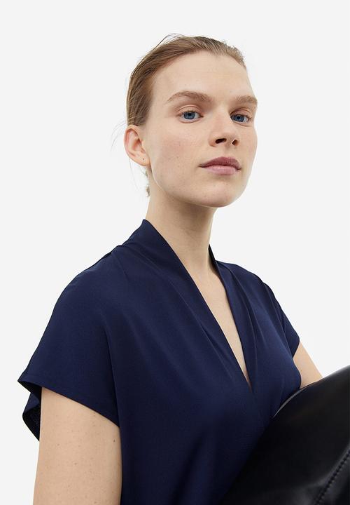 H&M - V-neck top - navy blue 