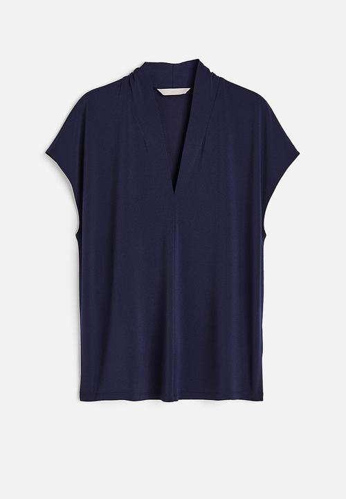 H&M - V-neck top - navy blue 