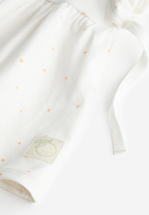 H&M - 2-piece cotton dress set - white / spotted 