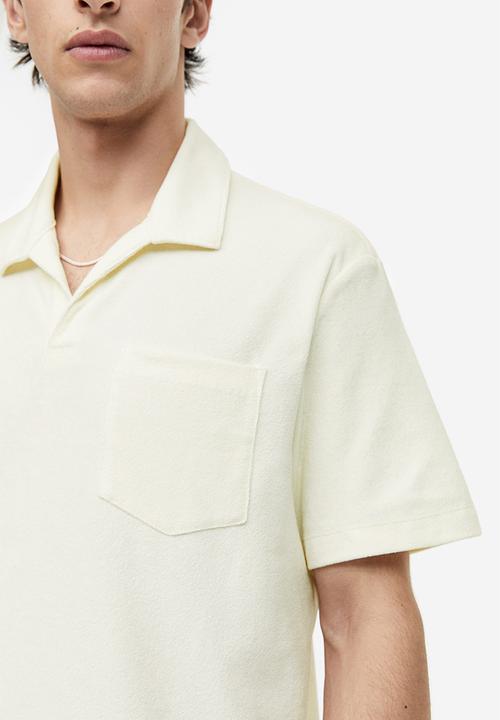 H&M - Regular fit terry polo shirt - white