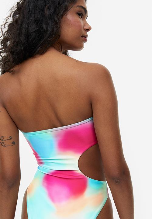 H&M - High leg cut-out swimsuit - pink patterned