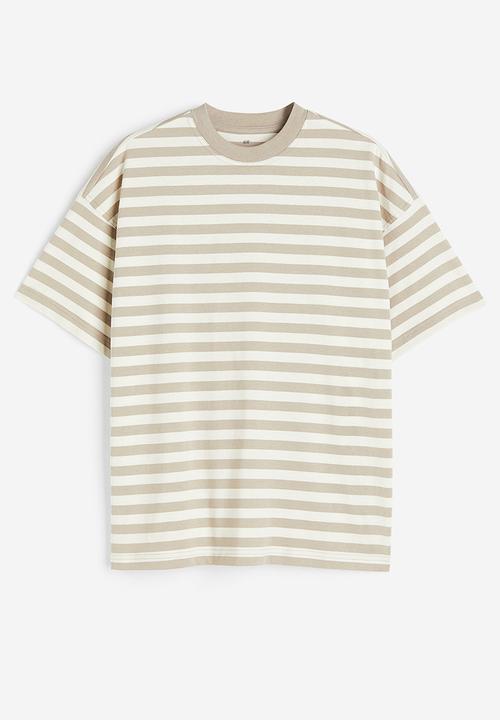 H&M - Oversized fit cotton t-shirt - beige ,multi