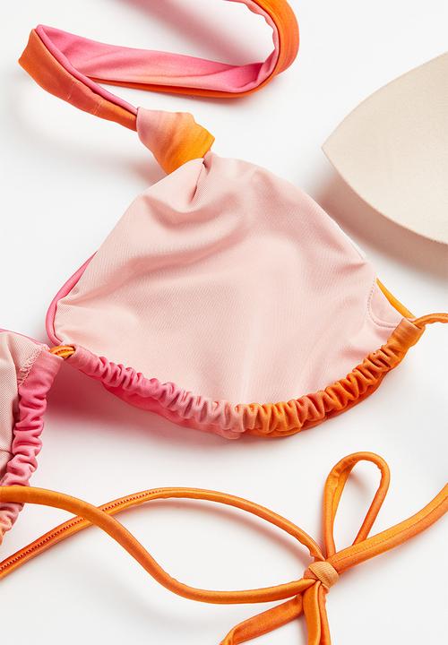 H&M - Padded triangle bikini top - pink & orange