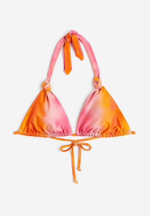 H&M - Padded triangle bikini top - pink & orange