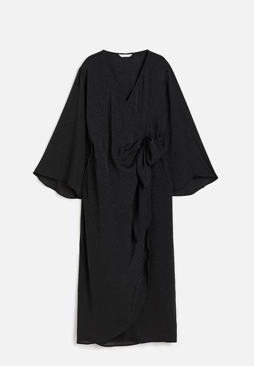H&M - Jacquard-weave wrap dress - black