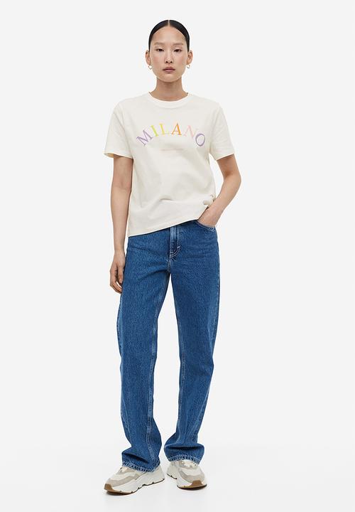 H&M - Printed T-shirt - cream milano