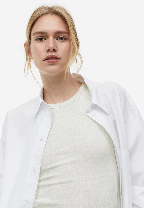 H&M - 2-pack ribbed vest tops - grey,white