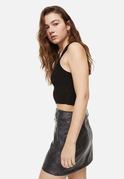 H&M - Rib-knit vest top - black