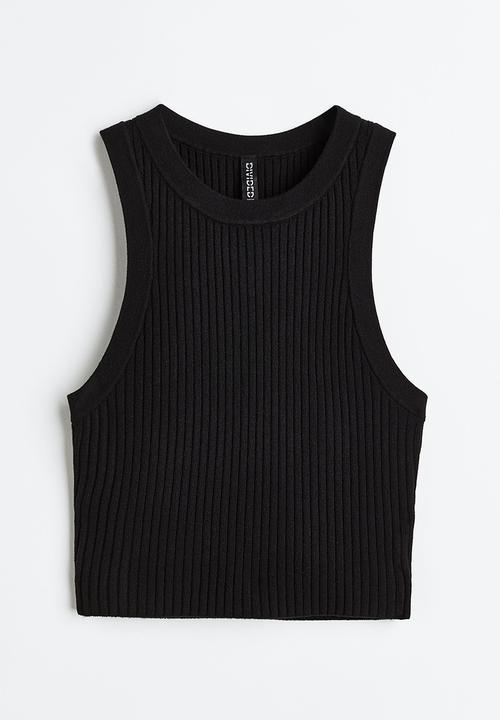 H&M - Rib-knit vest top - black