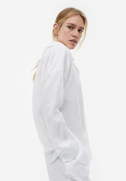 H&M - Oversized linen-blend shirt - white