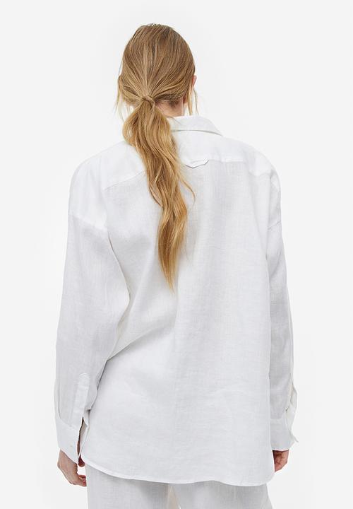 H&M - Oversized linen-blend shirt - white