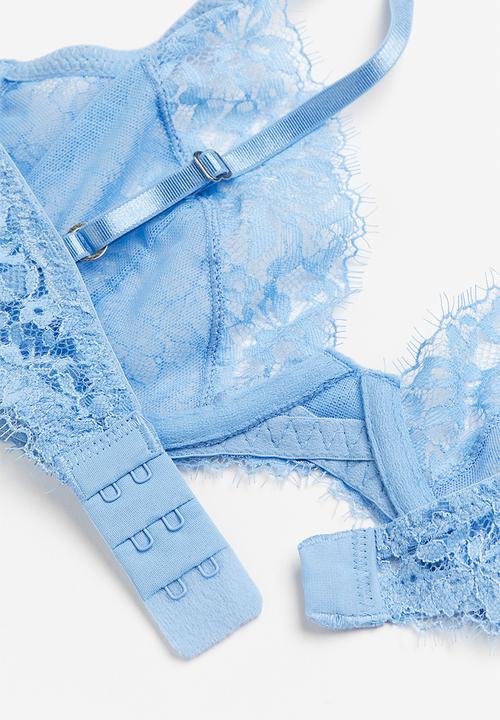 H&M - Non-padded underwired lace bra - light blue 