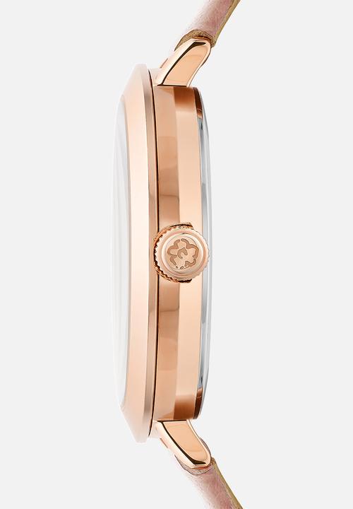 Ted Baker - Sst rose-gold casesilver-tone dial pink leather strap