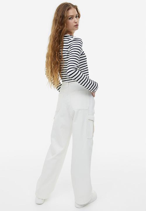 H&M - Tie-front cardigan - black white striped 