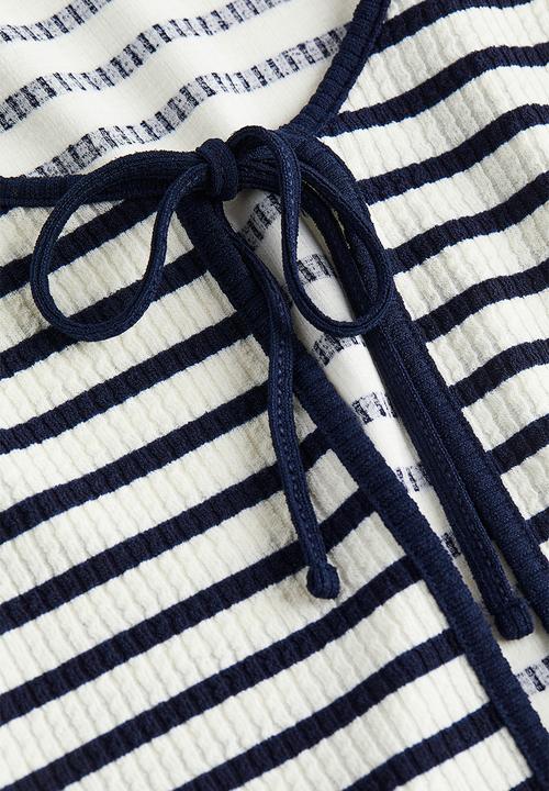 H&M - Tie-front cardigan - black white striped 