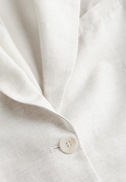 H&M - Single-breasted linen-blend blazer - natural white 