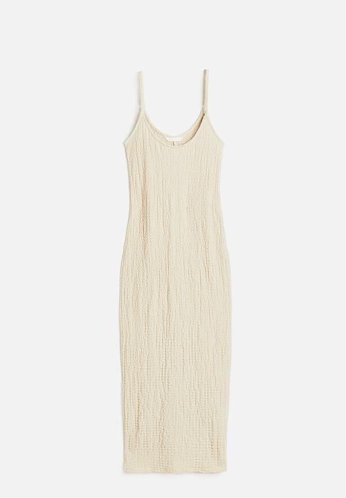 H&M - Crinkled jersey dress - beige
