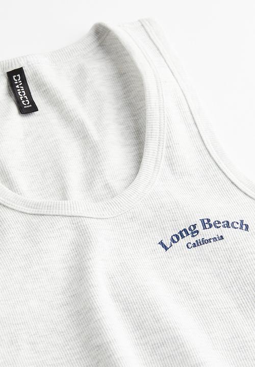 H&M - Ribbed cotton vest top - light grey marl long beach