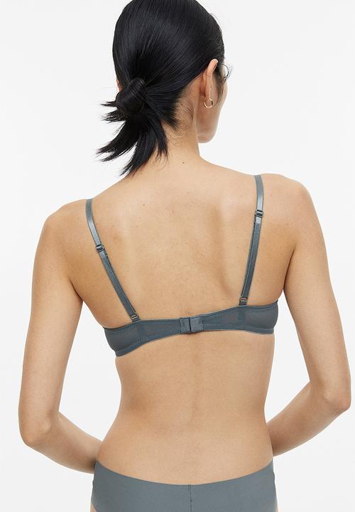 H&M - 2-pack microfibre push-up bras - grey,white