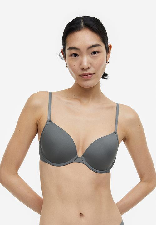 H&M - 2-pack microfibre push-up bras - grey,white