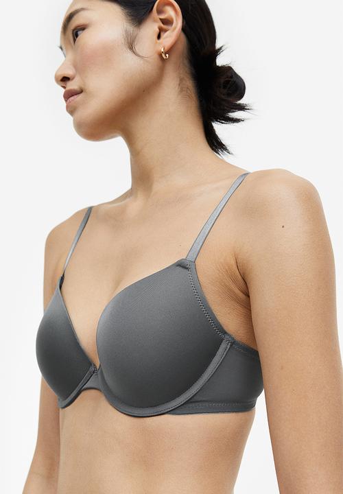 H&M - 2-pack microfibre push-up bras - grey,white