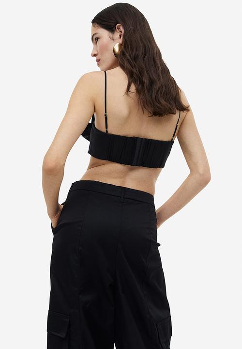 H&M - Satin crop top - black