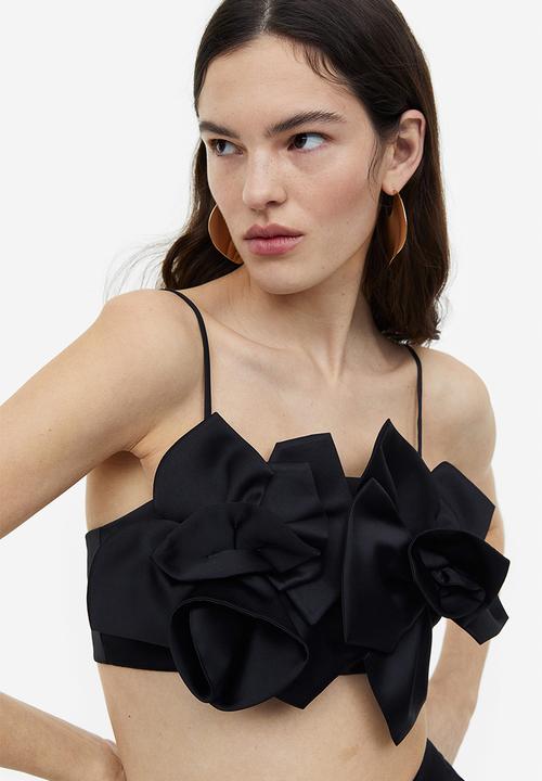 H&M - Satin crop top - black