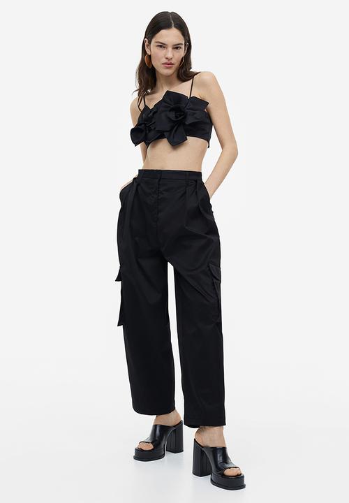 H&M - Satin crop top - black