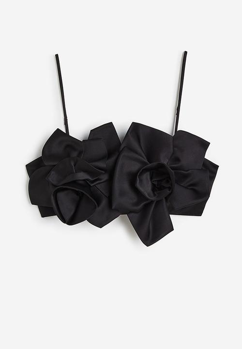 H&M - Satin crop top - black
