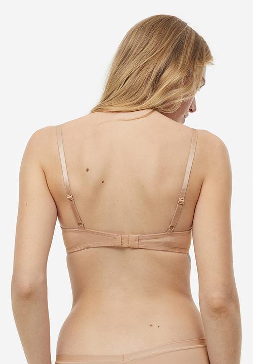 H&M - 2-pack padded microfibre bras - beige & white