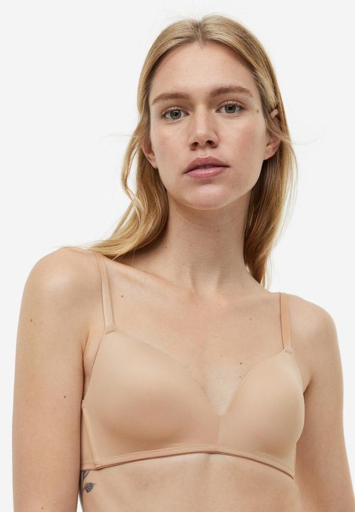 H&M - 2-pack padded microfibre bras - beige & white