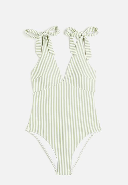 H&M - High leg swimsuit - green