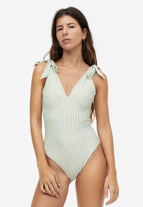 H&M - High leg swimsuit - green