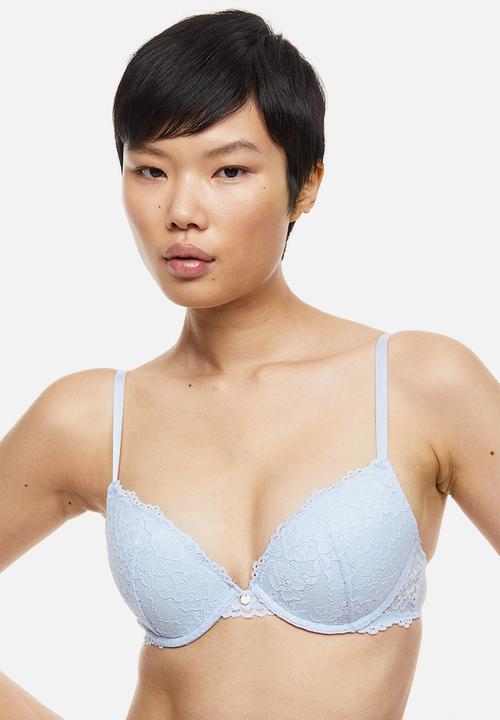 H&M - Lace push-up bra - light blue 