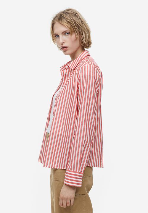 H&M - Cotton shirt - white & red