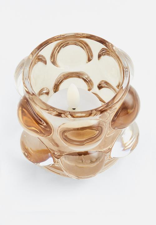 H&M - Bubbled glass tealight holder - beige