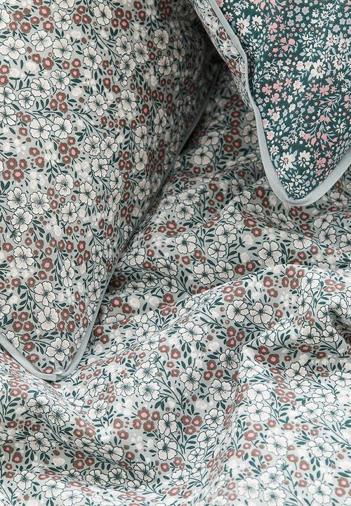 H&M - Cotton double/king duvet cover set - light green floral