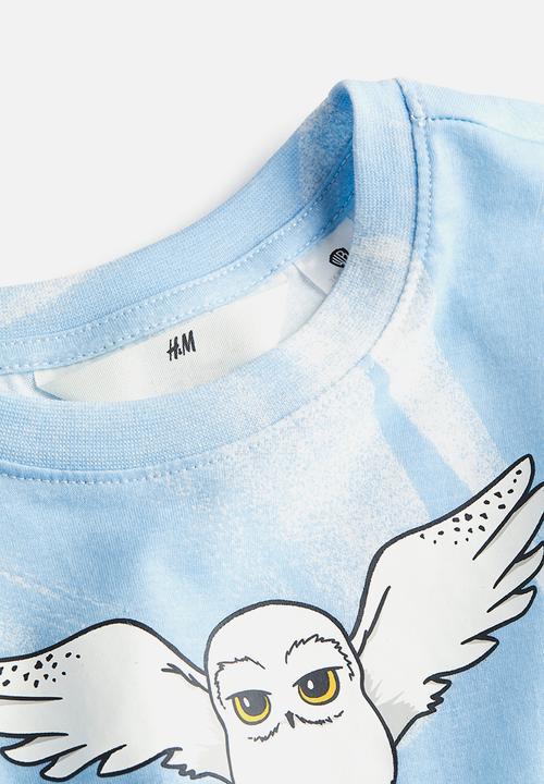 H&M - Tie-hem t-shirt - light blue/harry potter