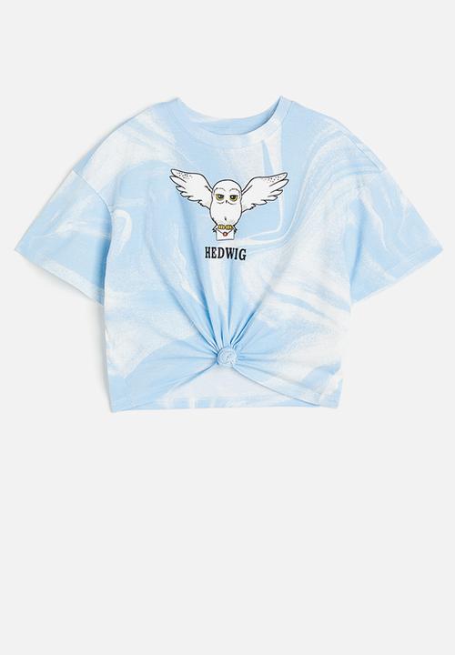 H&M - Tie-hem t-shirt - light blue/harry potter