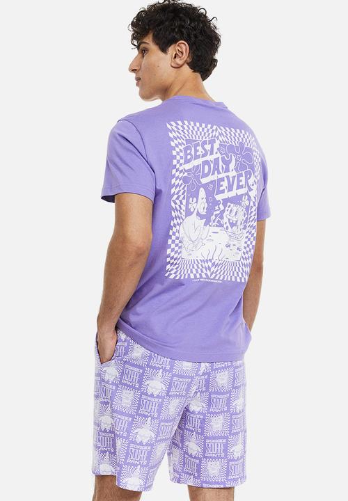 H&M - Regular fit pyjama t-shirt and shorts - purple spongebob