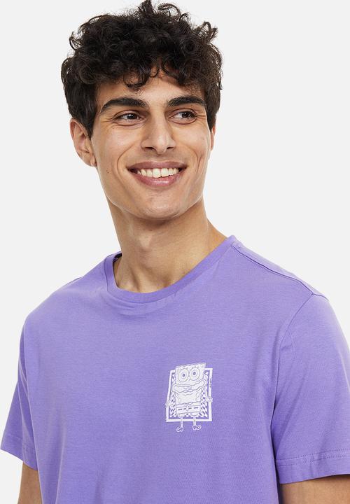 H&M - Regular fit pyjama t-shirt and shorts - purple spongebob