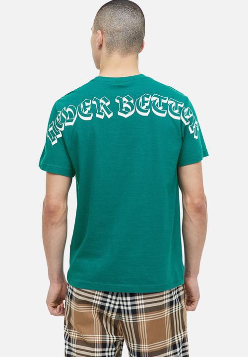 H&M - Regular fit printed t-shirt - dark turquoise never better 