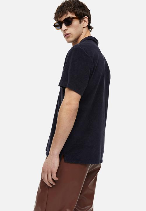 H&M - Regular fit terry polo shirt - navy blue