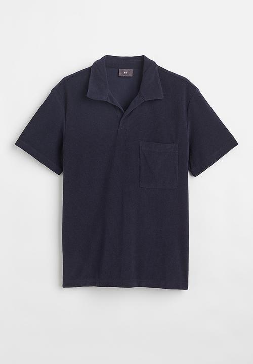 H&M - Regular fit terry polo shirt - navy blue