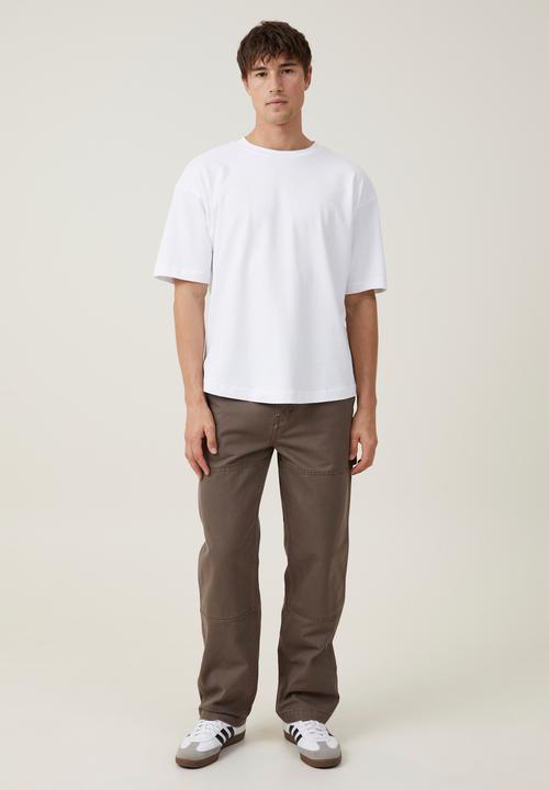 Cotton On - Loose fit pant - washed chocolate knee patch twill