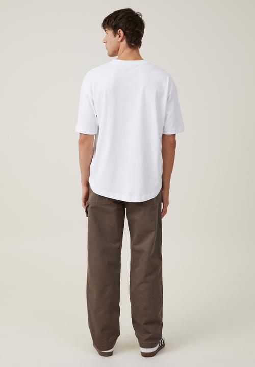 Cotton On - Loose fit pant - washed chocolate knee patch twill