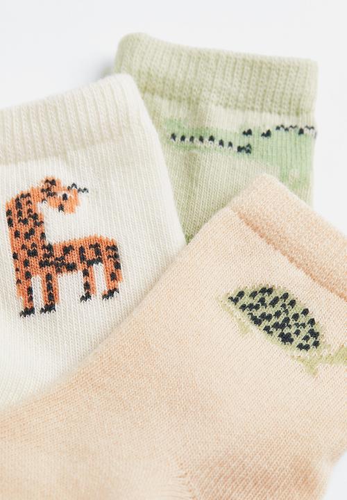 H&M - 5-pack socks - khaki green/animals